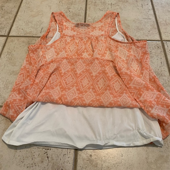 💜 a.n.a. (A New Approach) Orange & White Sleeveless Blouse - XL - Picture 2 of 8